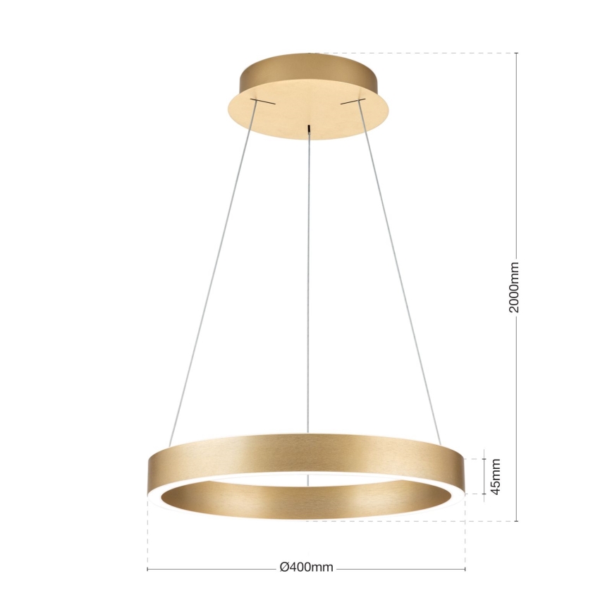 Dimmbare LED-Pendelleuchte an Kabel KOLK LED/40W/230V 2700/3000/4000K Ø 40 cm goldfarben