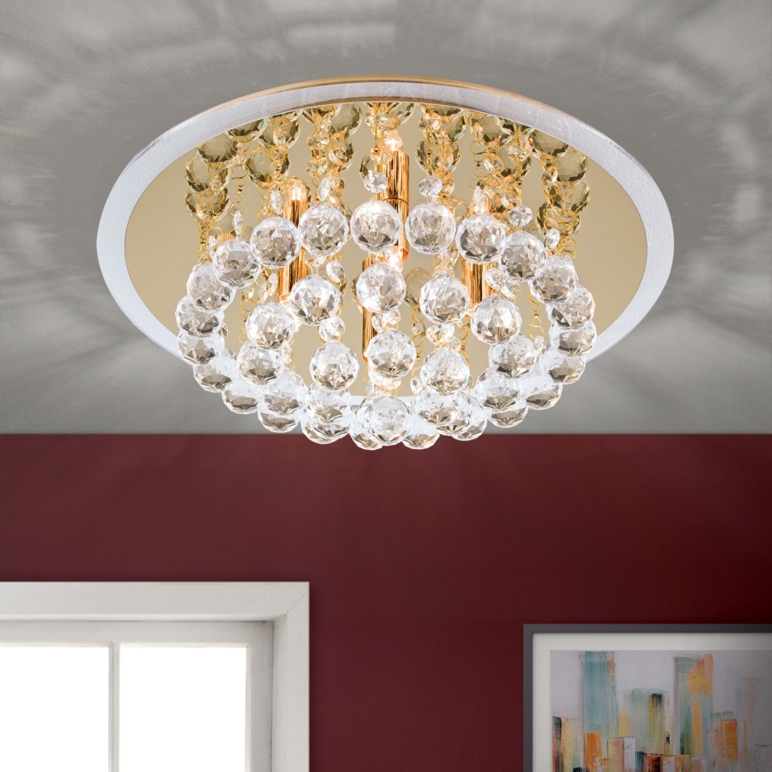 Kristall-Deckenleuchte GLORIA 4xG9/40W/230V d 38 cm golden