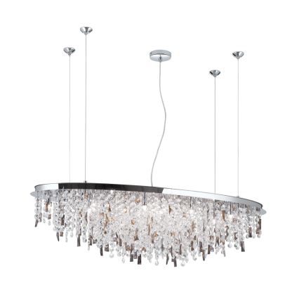 Kristall-Kronleuchter an Aufhängung CRYSTALRIVER 21xG9/40W/230V glänzendes Chrom