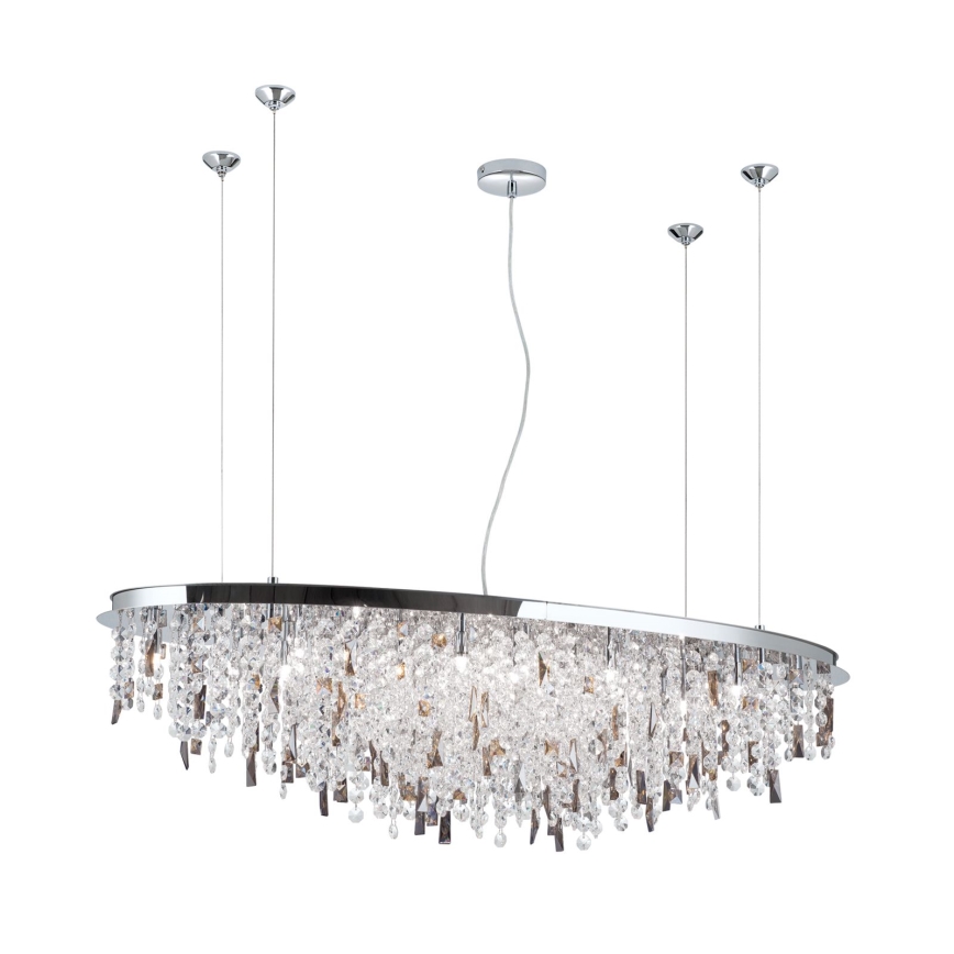 Kristall-Kronleuchter an Aufhängung CRYSTALRIVER 21xG9/40W/230V glänzendes Chrom