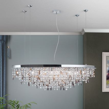 Kristall-Kronleuchter an Aufhängung CRYSTALRIVER 21xG9/40W/230V glänzendes Chrom