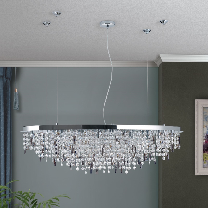 Kristall-Kronleuchter an Aufhängung CRYSTALRIVER 21xG9/40W/230V glänzendes Chrom