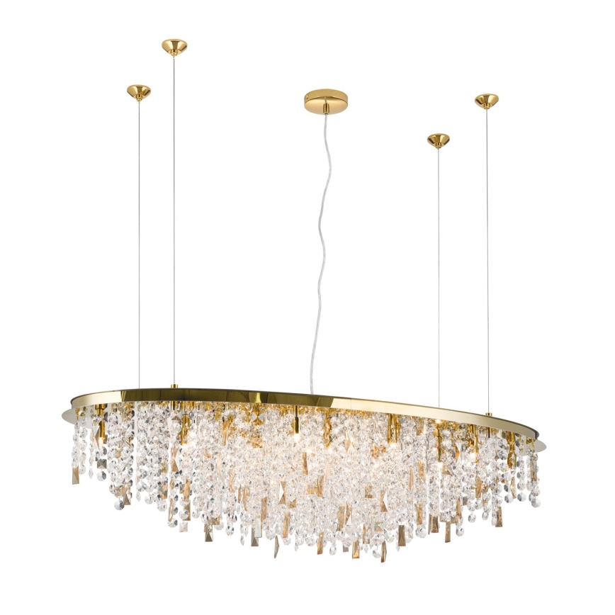 Kristall-Kronleuchter an Aufhängung CRYSTALRIVER 21xG9/40W/230V golden