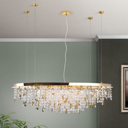 Kristall-Kronleuchter an Aufhängung CRYSTALRIVER 21xG9/40W/230V golden