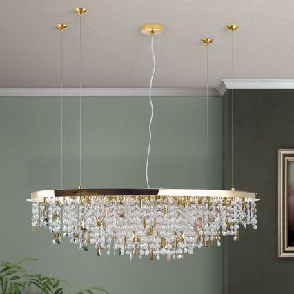 Kristall-Kronleuchter an Aufhängung CRYSTALRIVER 21xG9/40W/230V golden