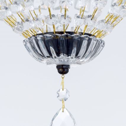 Kristall-Kronleuchter an Kette ARILA 1xE27/60W/230V d 25 cm braun/Patina