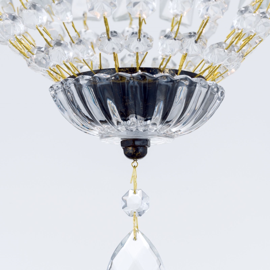 Kristall-Kronleuchter an Kette ARILA 1xE27/60W/230V d 25 cm braun/Patina