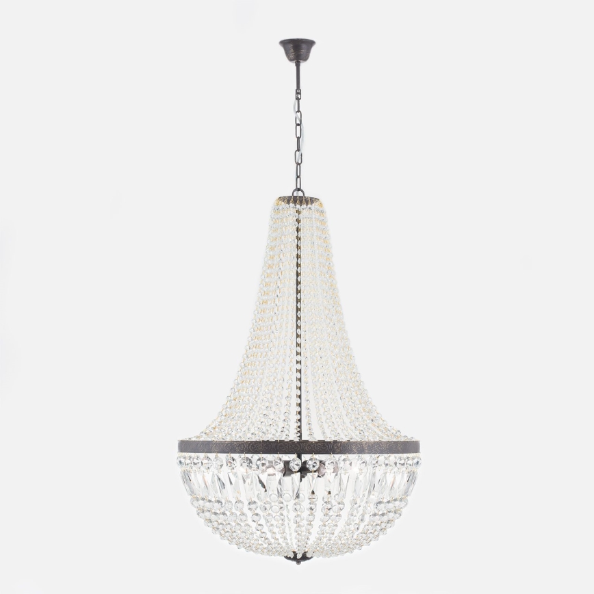 Kristall-Kronleuchter an Kette ARILA 6xE27/60W/230V d 60 cm braun/Patina