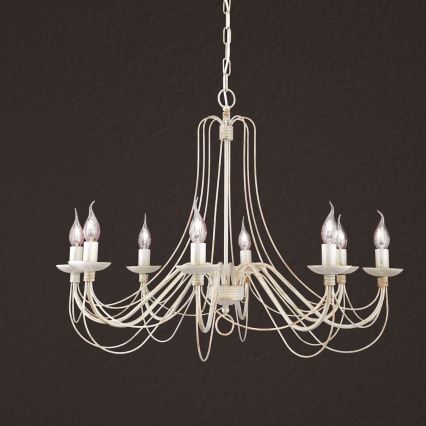 Kronleuchter an Kette VELA 8xE14/40W/230V d 80 cm weiß/golden/Patina