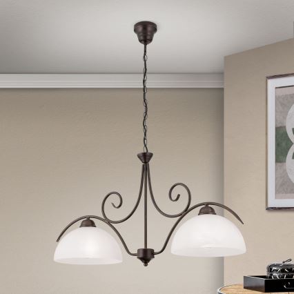 Kronleuchter mit Kette RULA 2xE27/40W/230V weiß/bronze