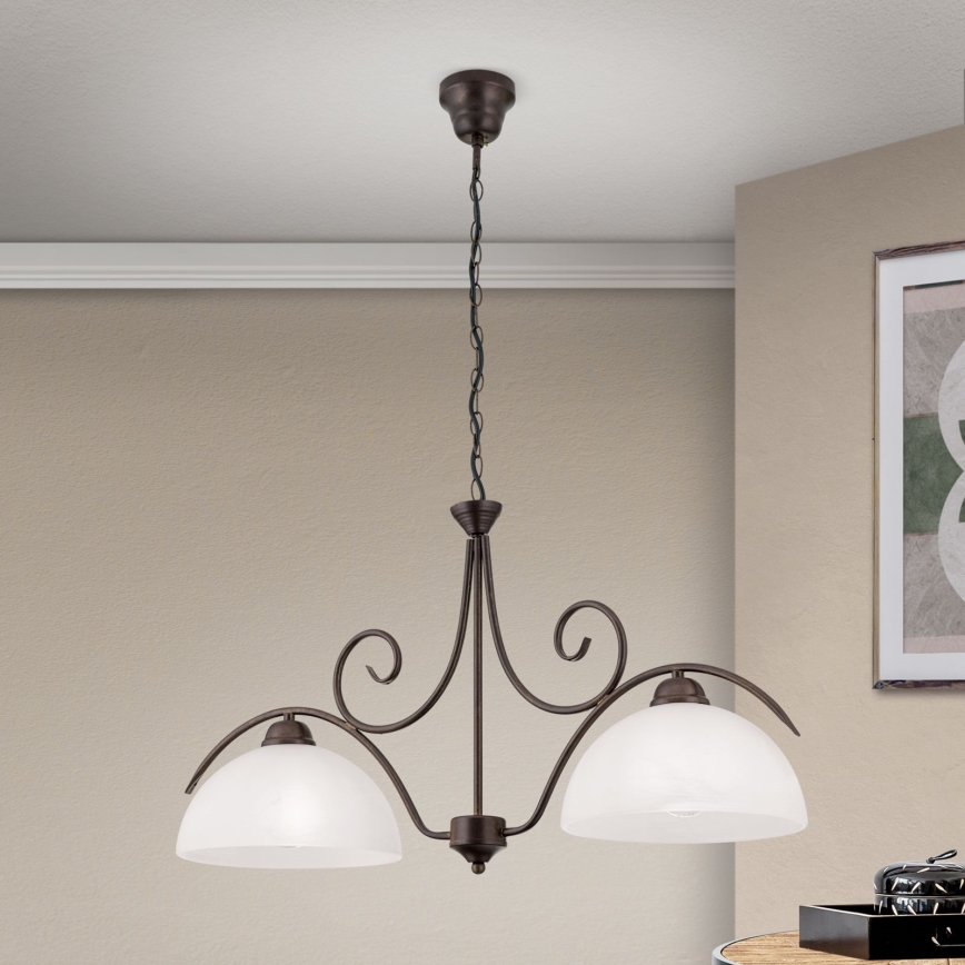 Kronleuchter mit Kette RULA 2xE27/40W/230V weiß/bronze