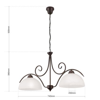 Kronleuchter mit Kette RULA 2xE27/40W/230V weiß/bronze