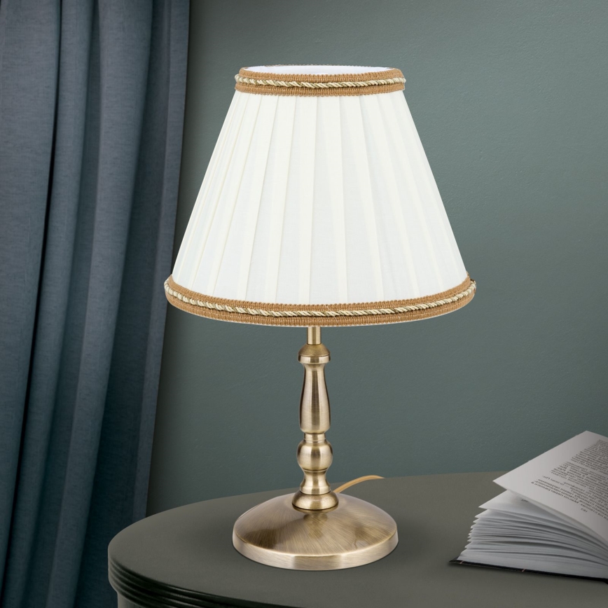 Tischleuchte TONIA 1xE27/60W/230V d 25 cm weiß/bronzen