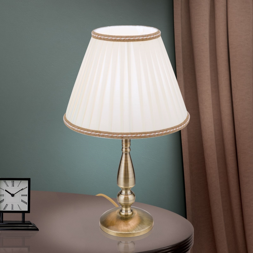 Tischleuchte TONIA 1xE27/60W/230V d 30 cm weiß/bronzen