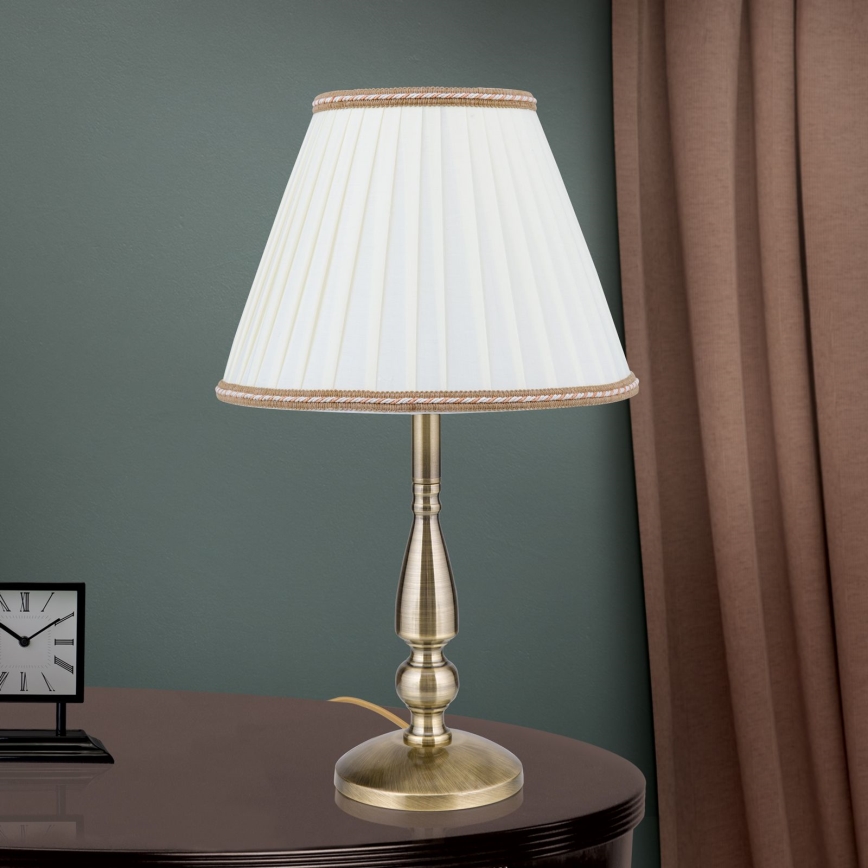 Tischleuchte TONIA 1xE27/60W/230V d 30 cm weiß/bronzen