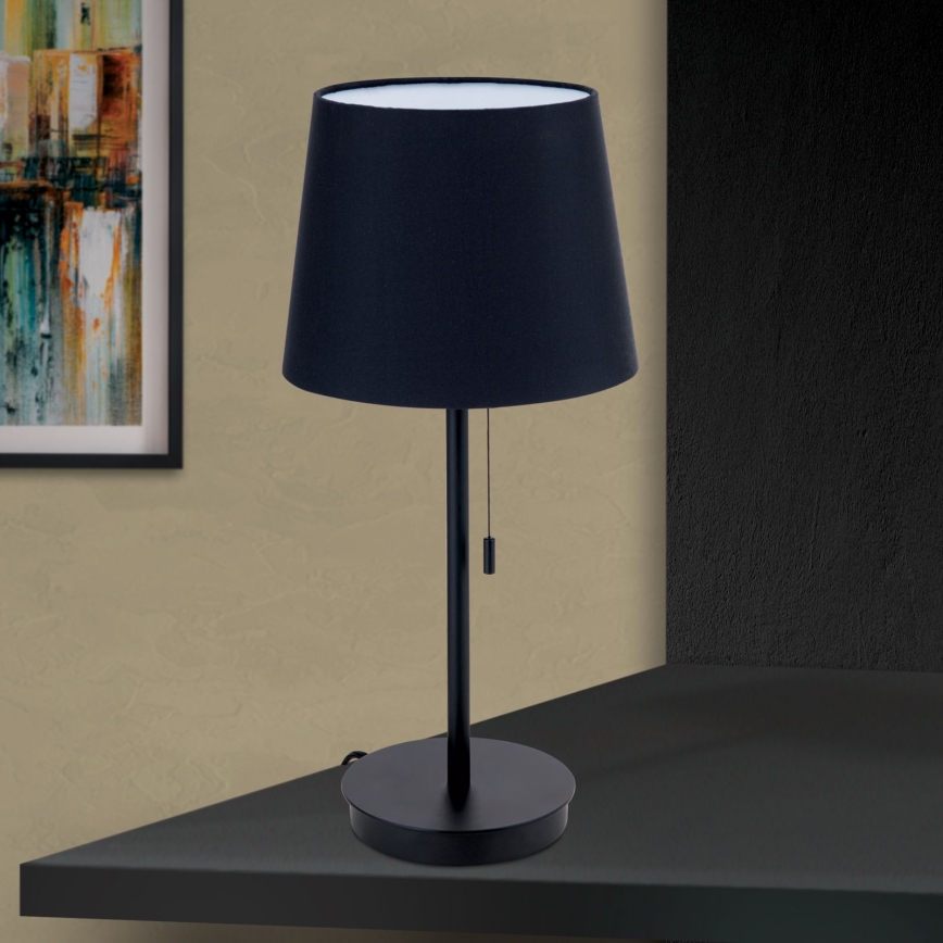 Tischleuchte mit USB-Anschluss LUDWIG 1xE27/40W/230V 50 cm schwarz