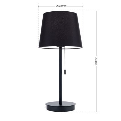 Tischleuchte mit USB-Anschluss LUDWIG 1xE27/40W/230V 50 cm schwarz