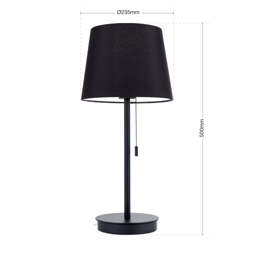 Tischleuchte mit USB-Anschluss LUDWIG 1xE27/40W/230V 50 cm schwarz