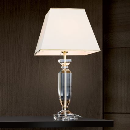 Kristall-Tischleuchte POKAL 1xE27/60W/230V cremefarben/klar