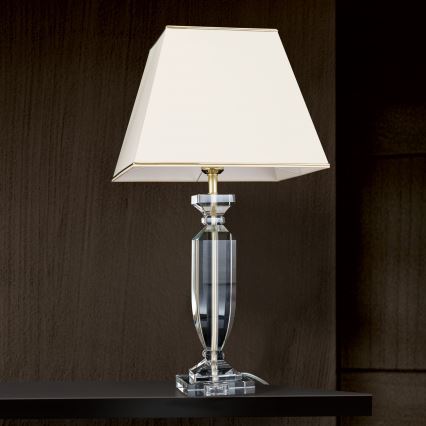 Kristall-Tischleuchte POKAL 1xE27/60W/230V cremefarben/klar