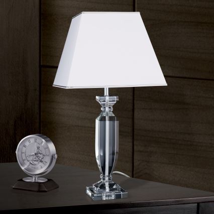 Kristall-Tischleuchte POKAL 1xE27/60W/230V weiß/klar