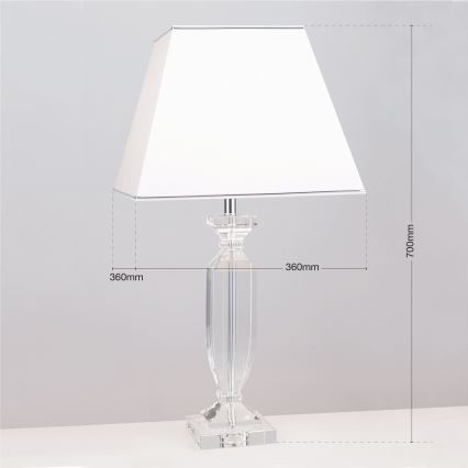 Kristall-Tischleuchte POKAL 1xE27/60W/230V weiß/klar