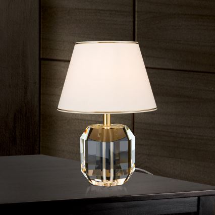 Kristall-Tischleuchte ALEXIS 1xE27/60W/230V cremefarben/golden/klar