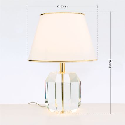 Kristall-Tischleuchte ALEXIS 1xE27/60W/230V cremefarben/golden/klar