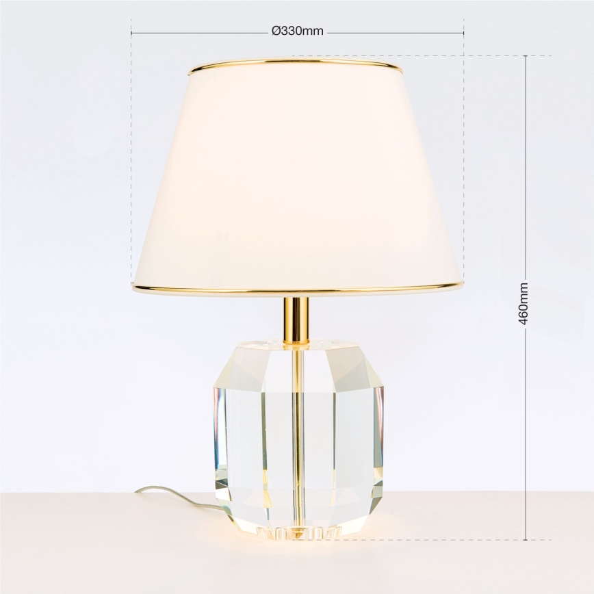 Kristall-Tischleuchte ALEXIS 1xE27/60W/230V cremefarben/golden/klar