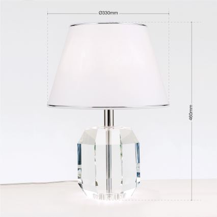 Kristall-Tischleuchte ALEXIS 1xE27/60W/230V weiß/glänzendes Chrom/klar