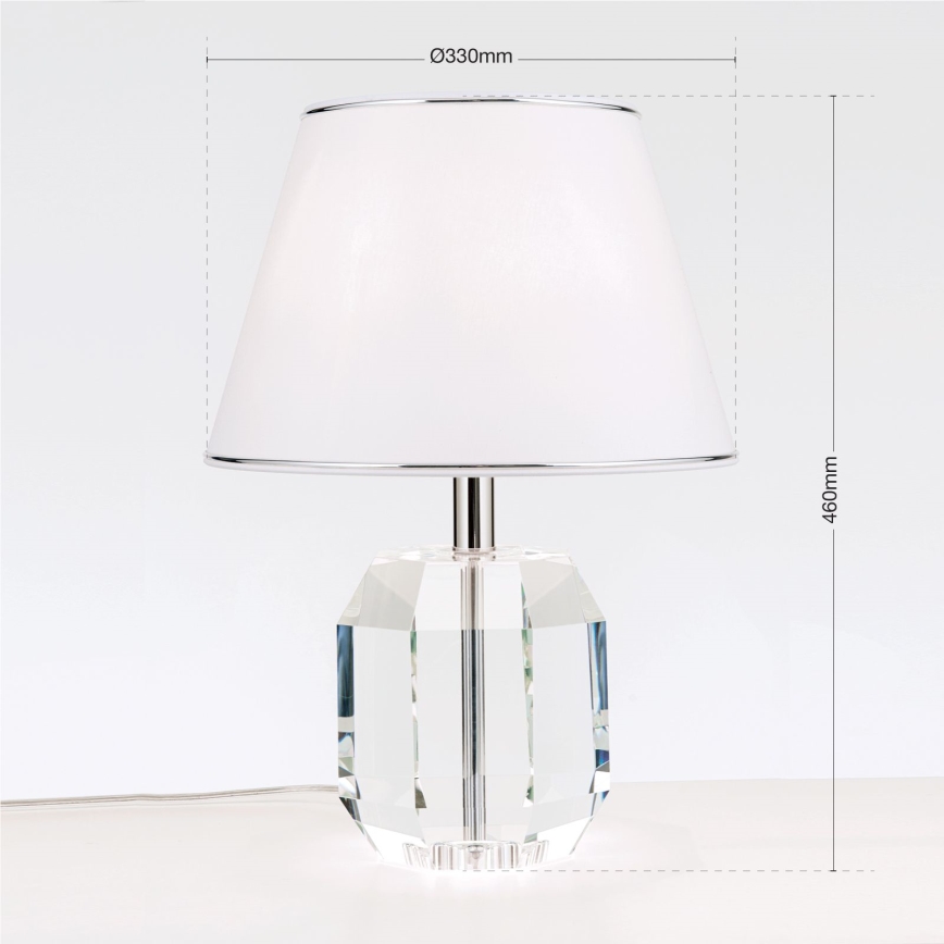 Kristall-Tischleuchte ALEXIS 1xE27/60W/230V weiß/glänzendes Chrom/klar