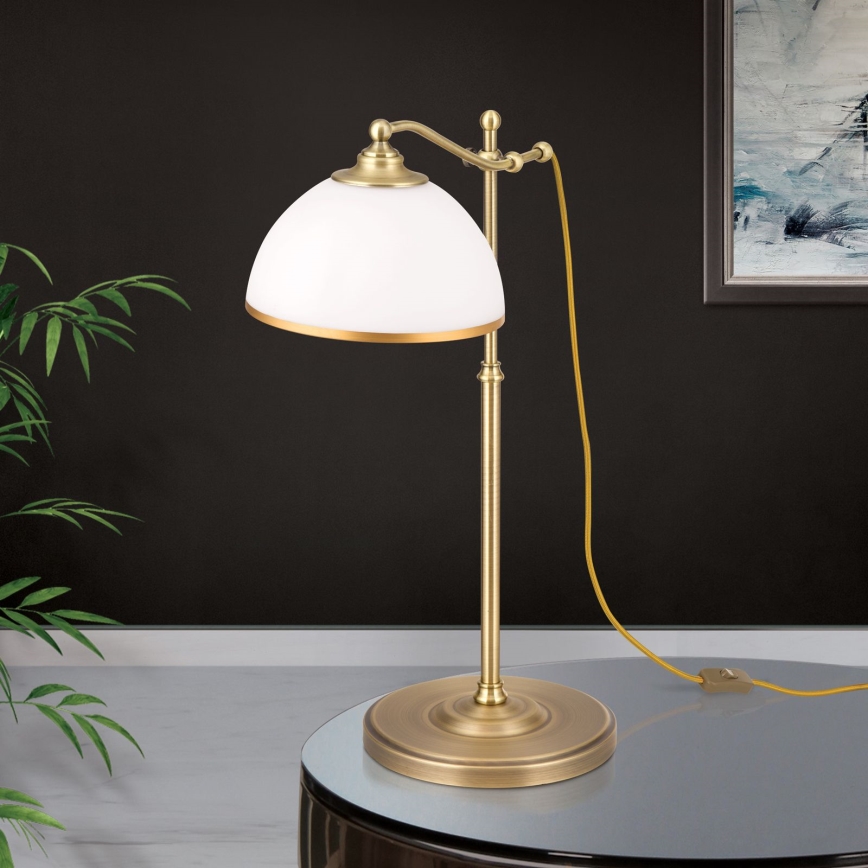 Tischleuchte OLD LAMP 1xE27/40W/230V 65 cm weiß/Messing