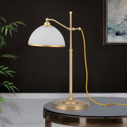 Tischleuchte OLD LAMP 1xE27/40W/230V 65 cm weiß/Messing