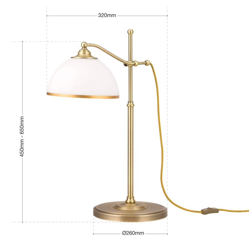 Tischleuchte OLD LAMP 1xE27/40W/230V 65 cm weiß/Messing