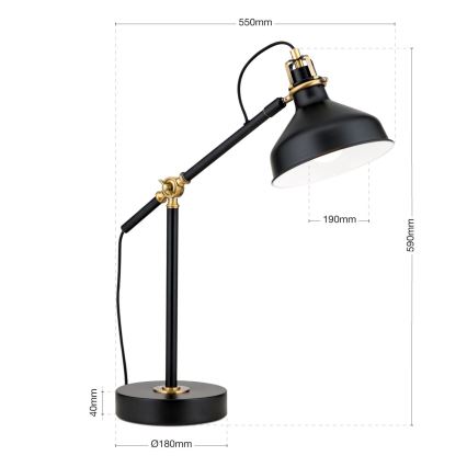Tischleuchte SCHILLER 1xE27/40W/230V schwarz/bronzen