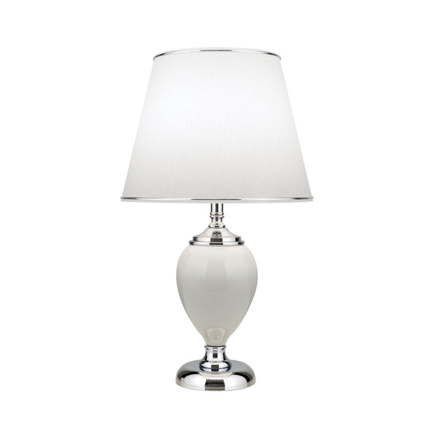 Tischleuchte OVUM 1xE27/40W/230V 48 cm Keramik weiß/glänzendes Chrom