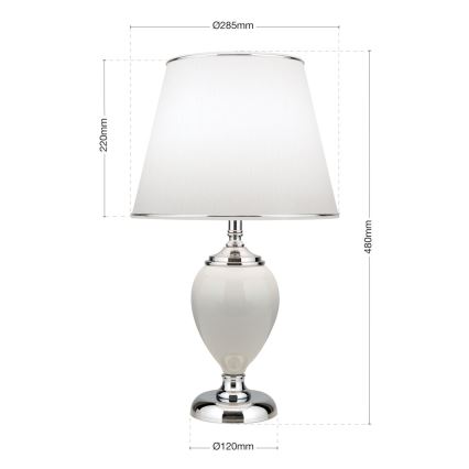 Tischleuchte OVUM 1xE27/40W/230V 48 cm Keramik weiß/glänzendes Chrom