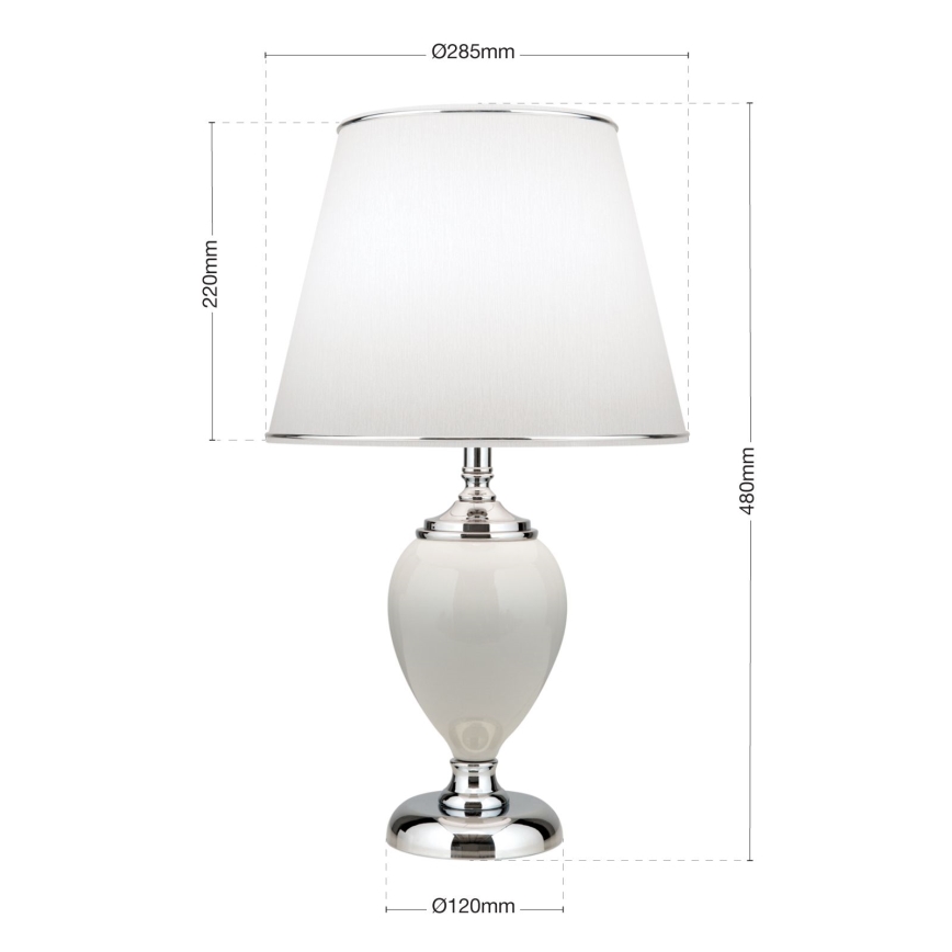 Tischleuchte OVUM 1xE27/40W/230V 48 cm Keramik weiß/glänzendes Chrom
