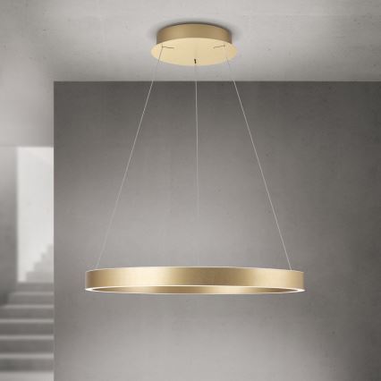 Dimmbare LED-Pendelleuchte an Seil KOLK LED/60W/230V 2700/3000/4000K Ø 60 cm gold