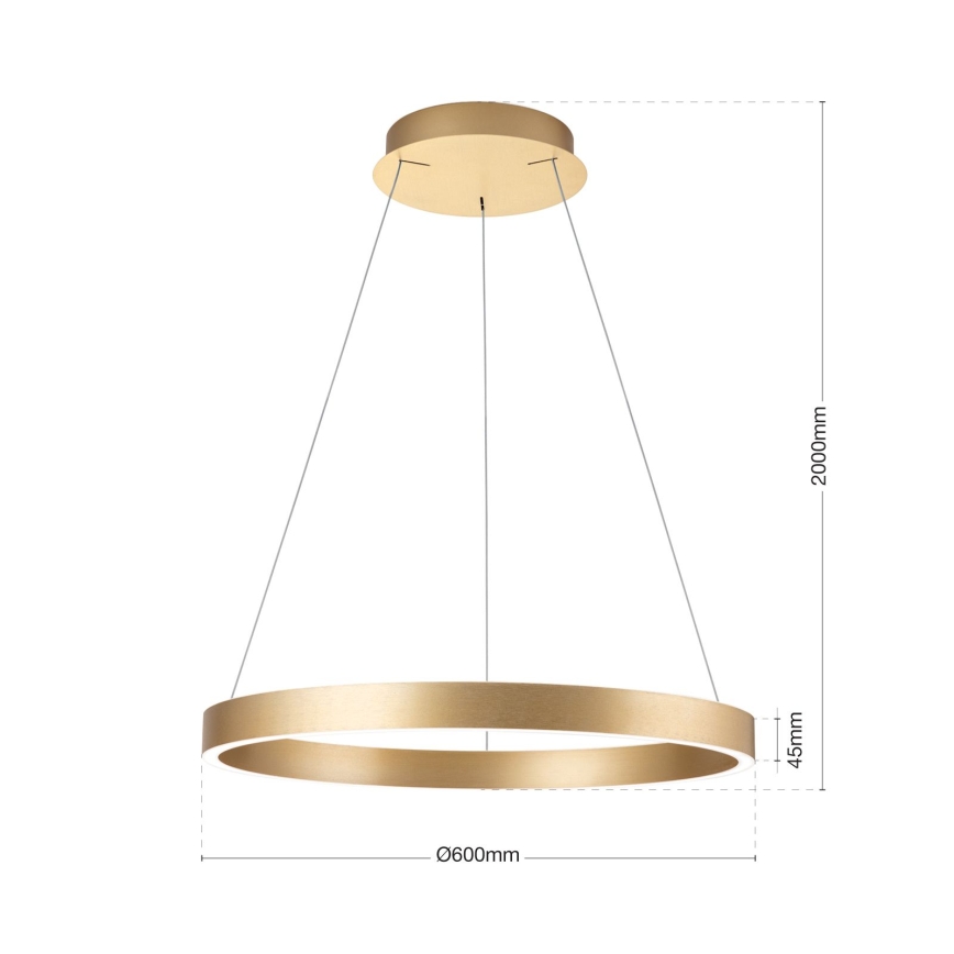 Dimmbare LED-Pendelleuchte an Seil KOLK LED/60W/230V 2700/3000/4000K Ø 60 cm gold