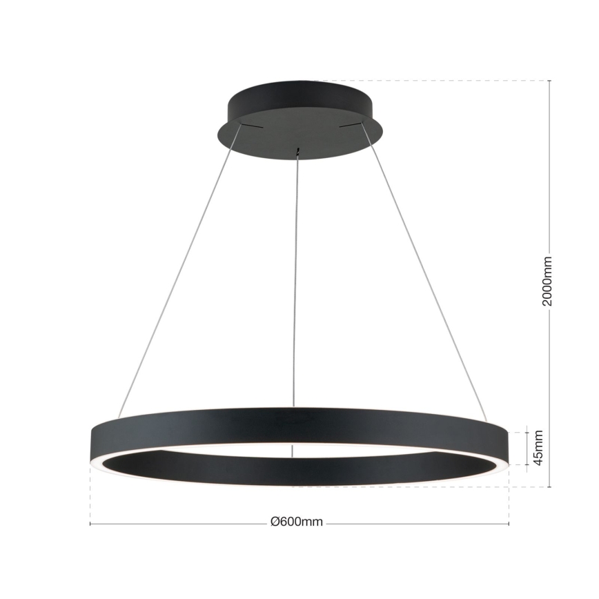 LED-dimmbare Pendelleuchte an Seil KOLK LED/60W/230V 2700/3000/4000K Ø 60 cm schwarz