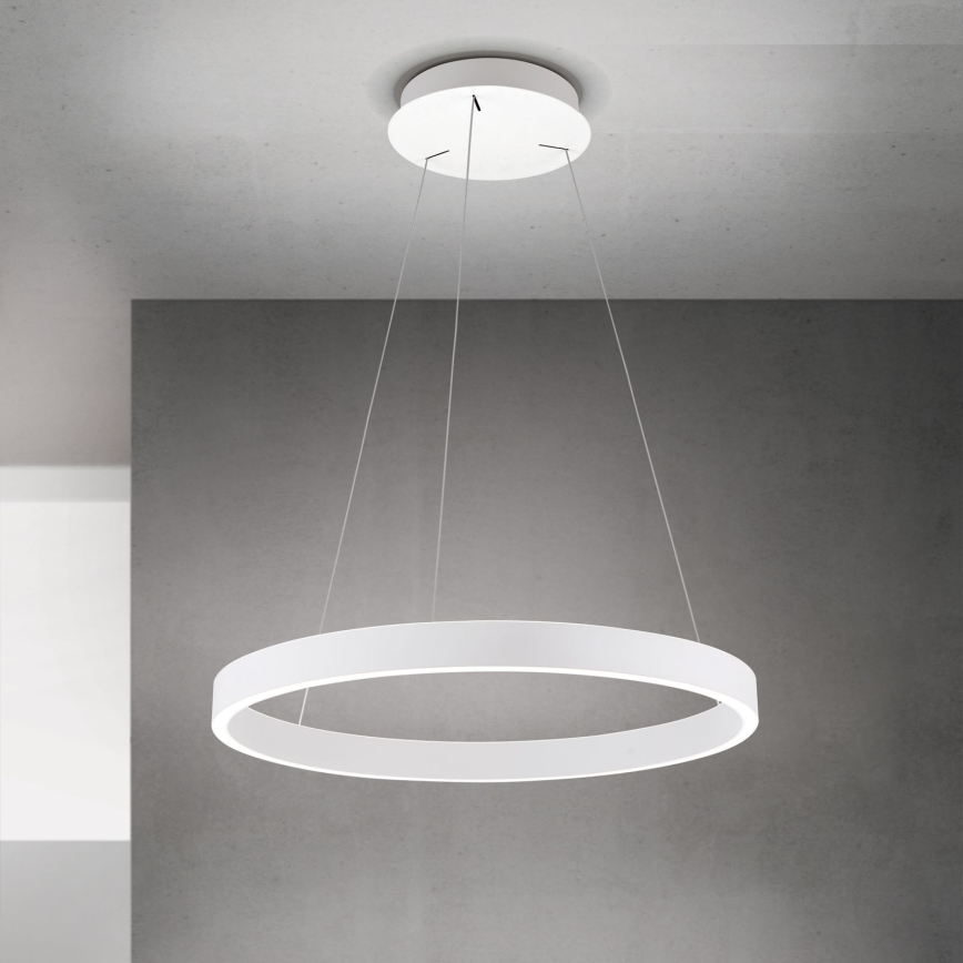 LED dimmbare Pendelleuchte mit Seilaufhängung KOLK LED/60W/230V 2700/3000/4000K Ø 60 cm weiß