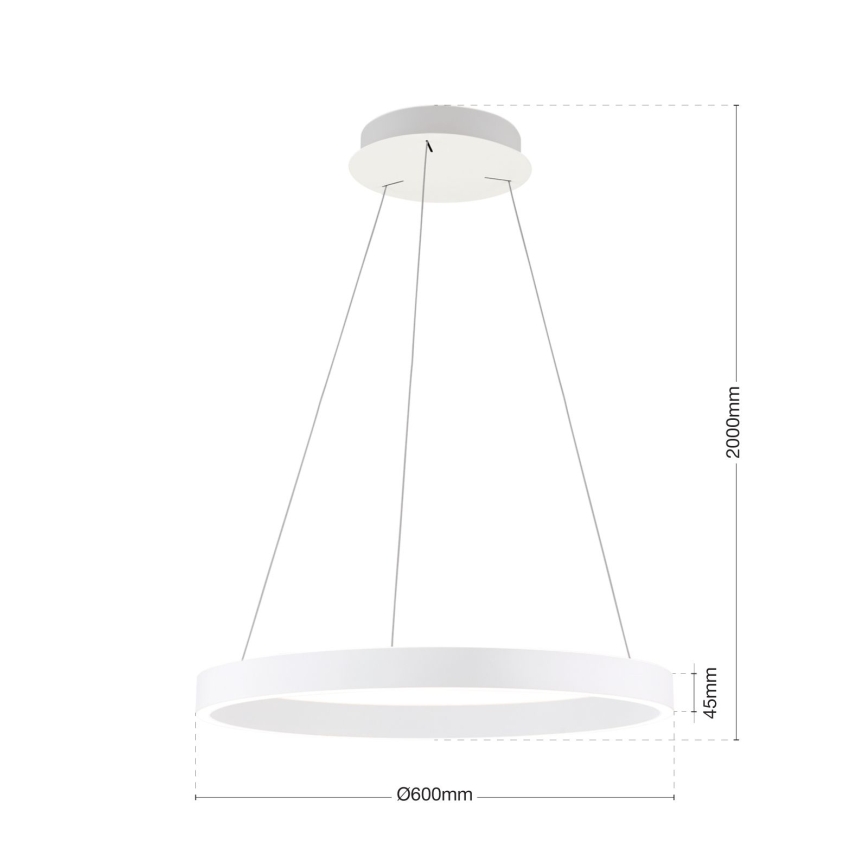 LED dimmbare Pendelleuchte mit Seilaufhängung KOLK LED/60W/230V 2700/3000/4000K Ø 60 cm weiß