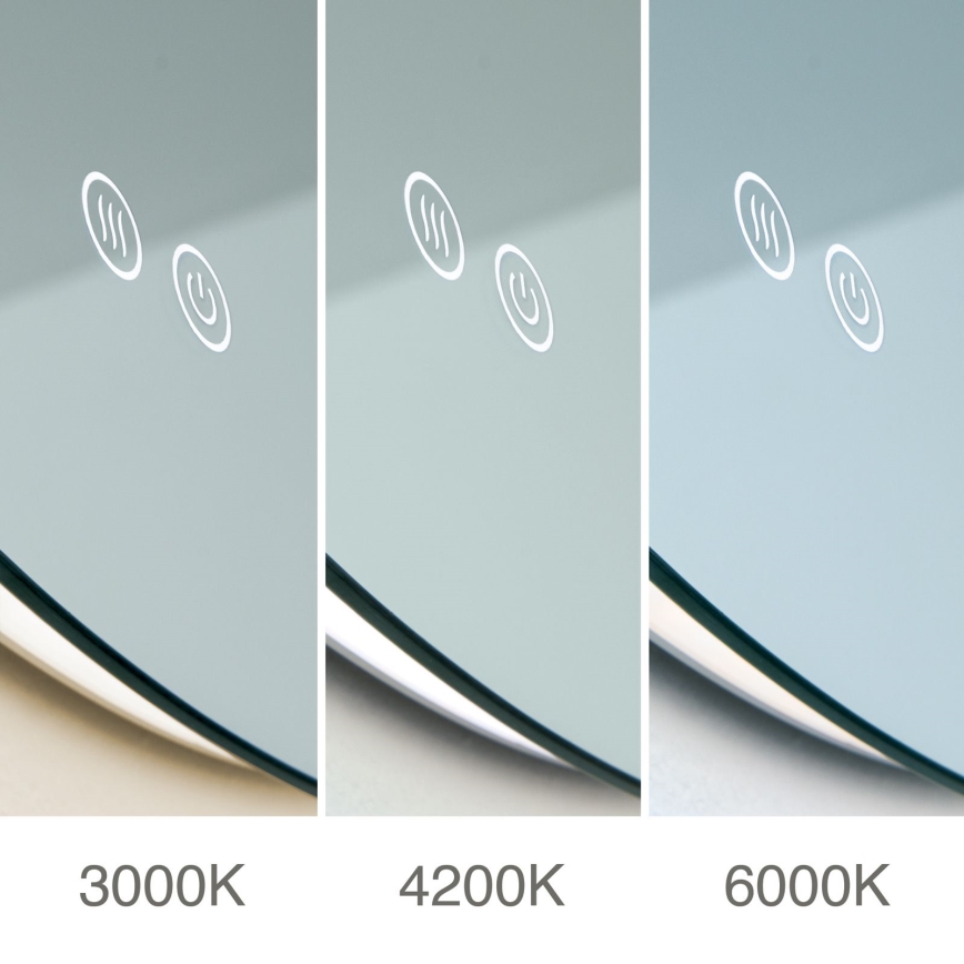 LED Badezimmer-Wandspiegel mit beheizter Oberfläche und Hintergrundbeleuchtung FOCUS LED/25W/230V 3000/4200/6000K Ø 60 cm IP44