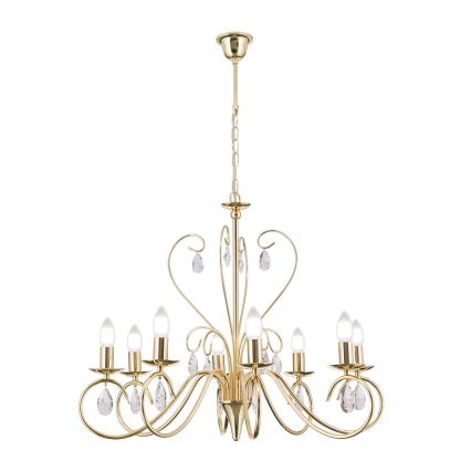 Kristall-Kronleuchter an Kette ALESSIA 8xE14/40W/230V golden