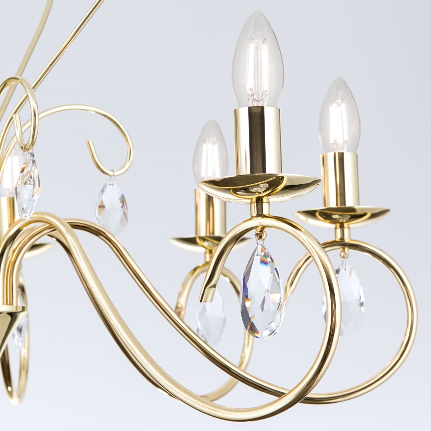 Kristall-Kronleuchter an Kette ALESSIA 8xE14/40W/230V golden