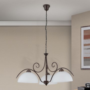 Orion - Pendelleuchte an Kette RULA 3xE27/40W/230V Ø 70 cm weiß/bronze