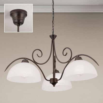 Orion - Pendelleuchte an Kette RULA 3xE27/40W/230V Ø 70 cm weiß/bronze