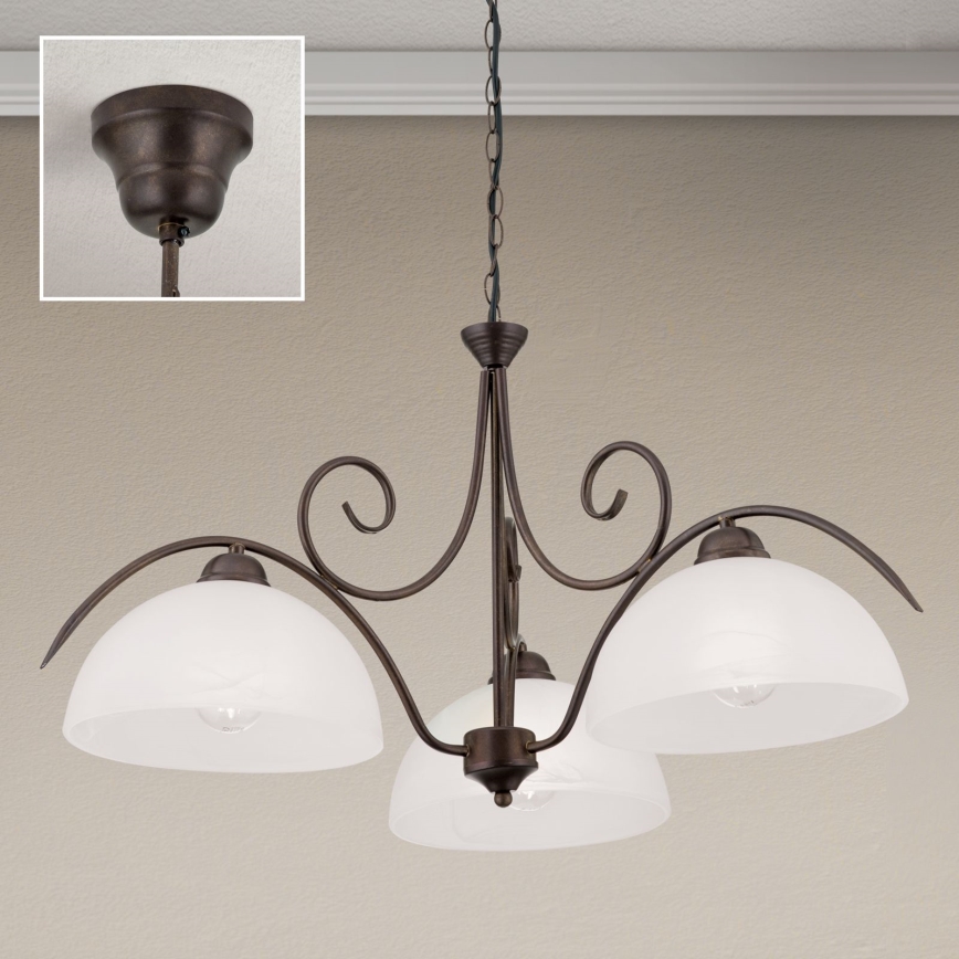 Orion - Pendelleuchte an Kette RULA 3xE27/40W/230V Ø 70 cm weiß/bronze