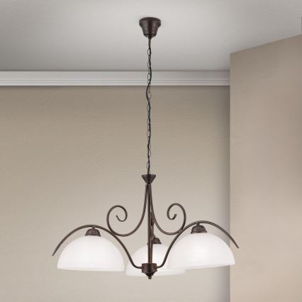 Orion - Pendelleuchte an Kette RULA 3xE27/40W/230V Ø 70 cm weiß/bronze